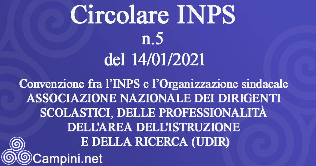 Circolare INPS n.5 del 14/01/2021 Circolare INPS n.5 del 14/01/2021