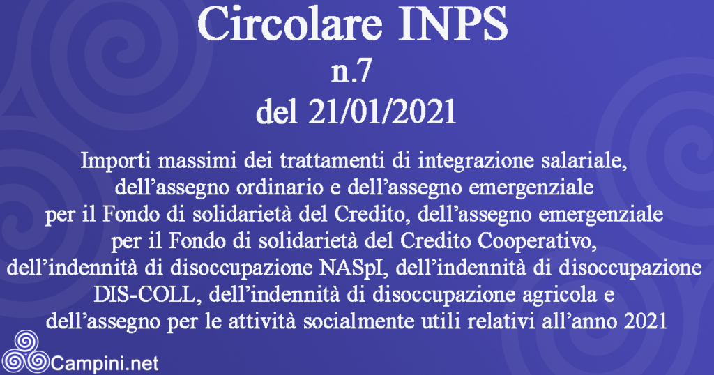 Circolare INPS n.7 del 21/01/2021