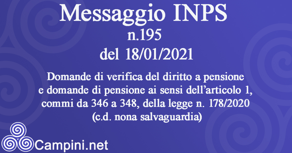Messaggio INPS n.195 del 18/01/2021