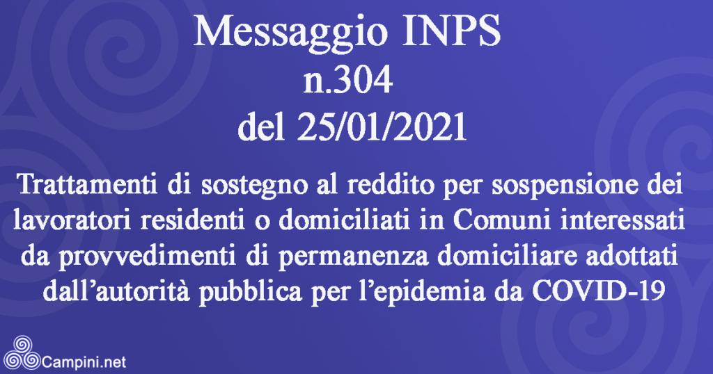 Messaggio INPS n.304 del 25/01/2021