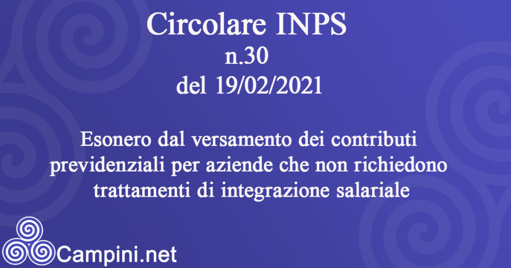 Circolare INPS n.30 del 19/02/2021