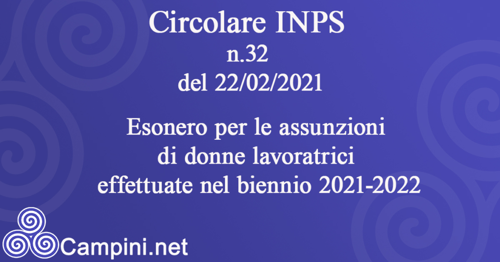 Circolare INPS n.32 del 22/02/2021
