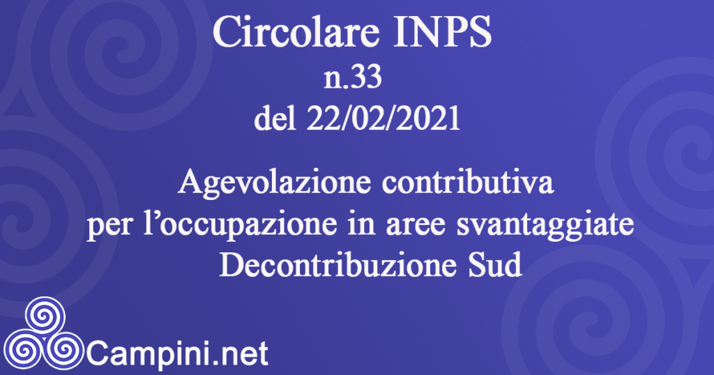 Circolare INPS n.33 del 22/02/2021
