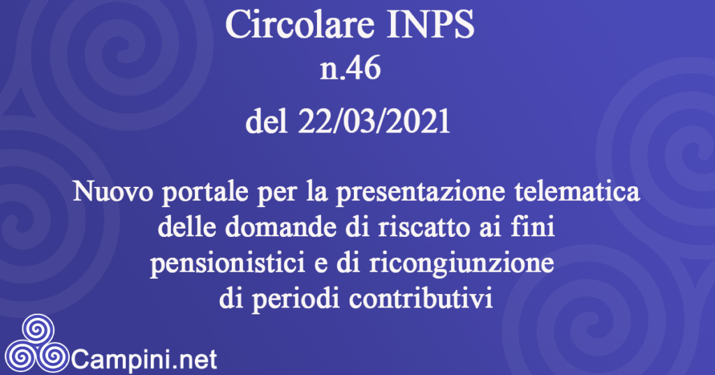 Circolare INPS n.46 del 22/03/2021