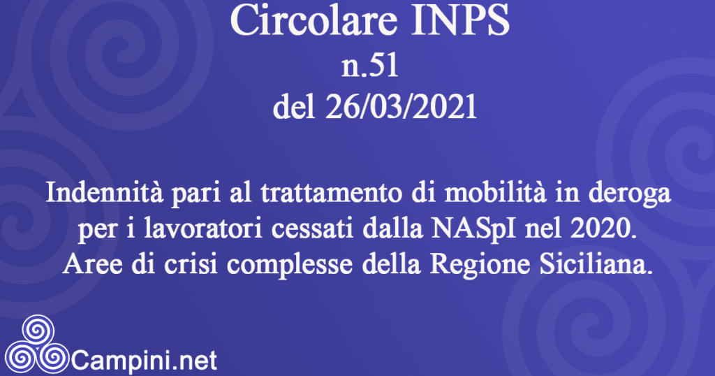 Circolare INPS n.51 del 26/03/2021