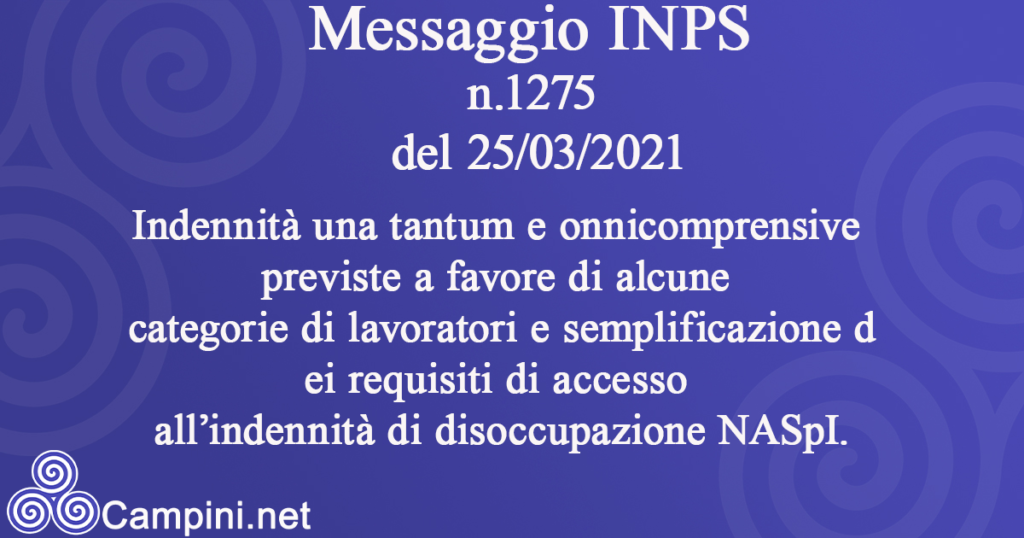 Messaggio INPS n.1275 del 25/03/2021