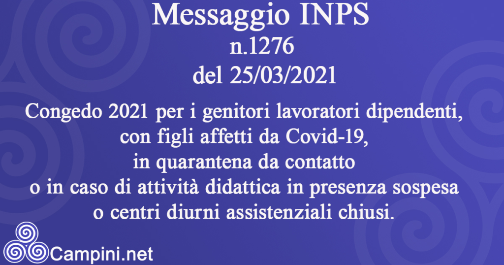 Messaggio INPS n.1276 del 25/03/2021