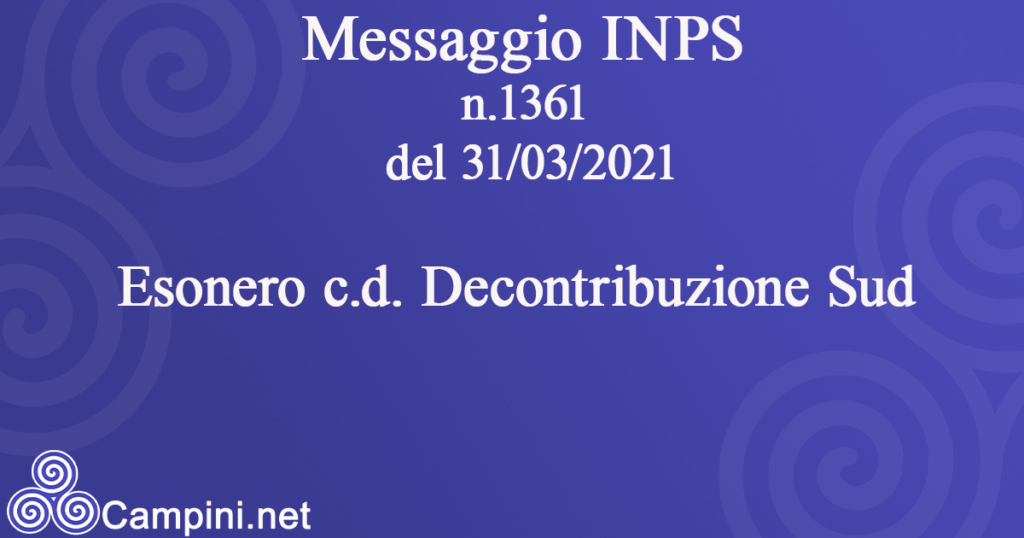 Messaggio INPS n.1361 del 31/03/2021